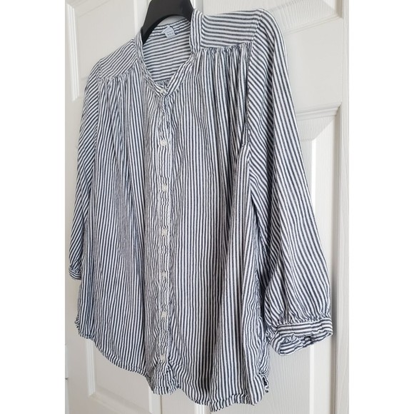 Old Navy Stripes + 3/4 Sleeve Button Shirt for Woman. Size L - Picture 2 of 7